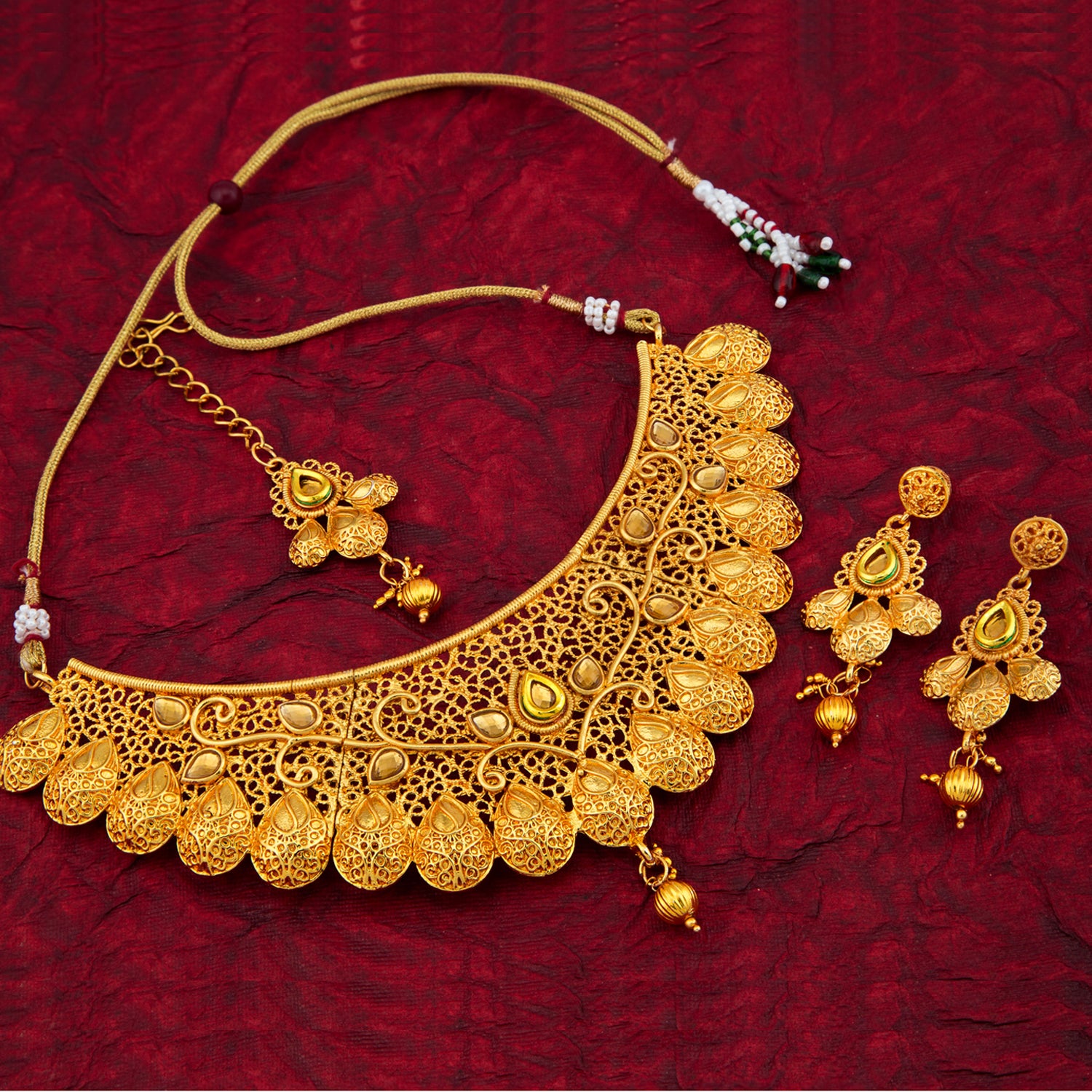Tri Chakra Gold Choker Necklace